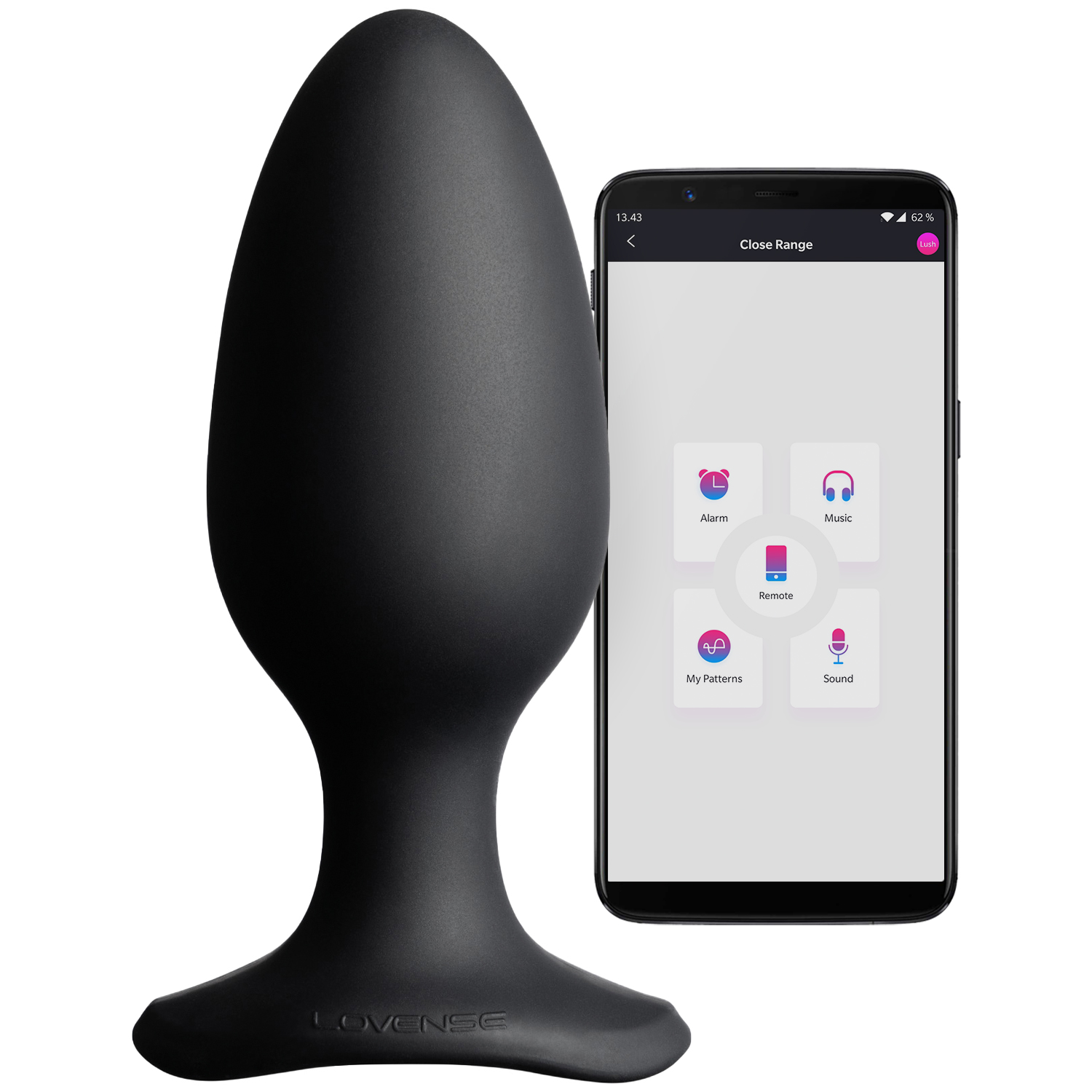 Lovense Hush 2 App-controlled Large Butt Plug - Black