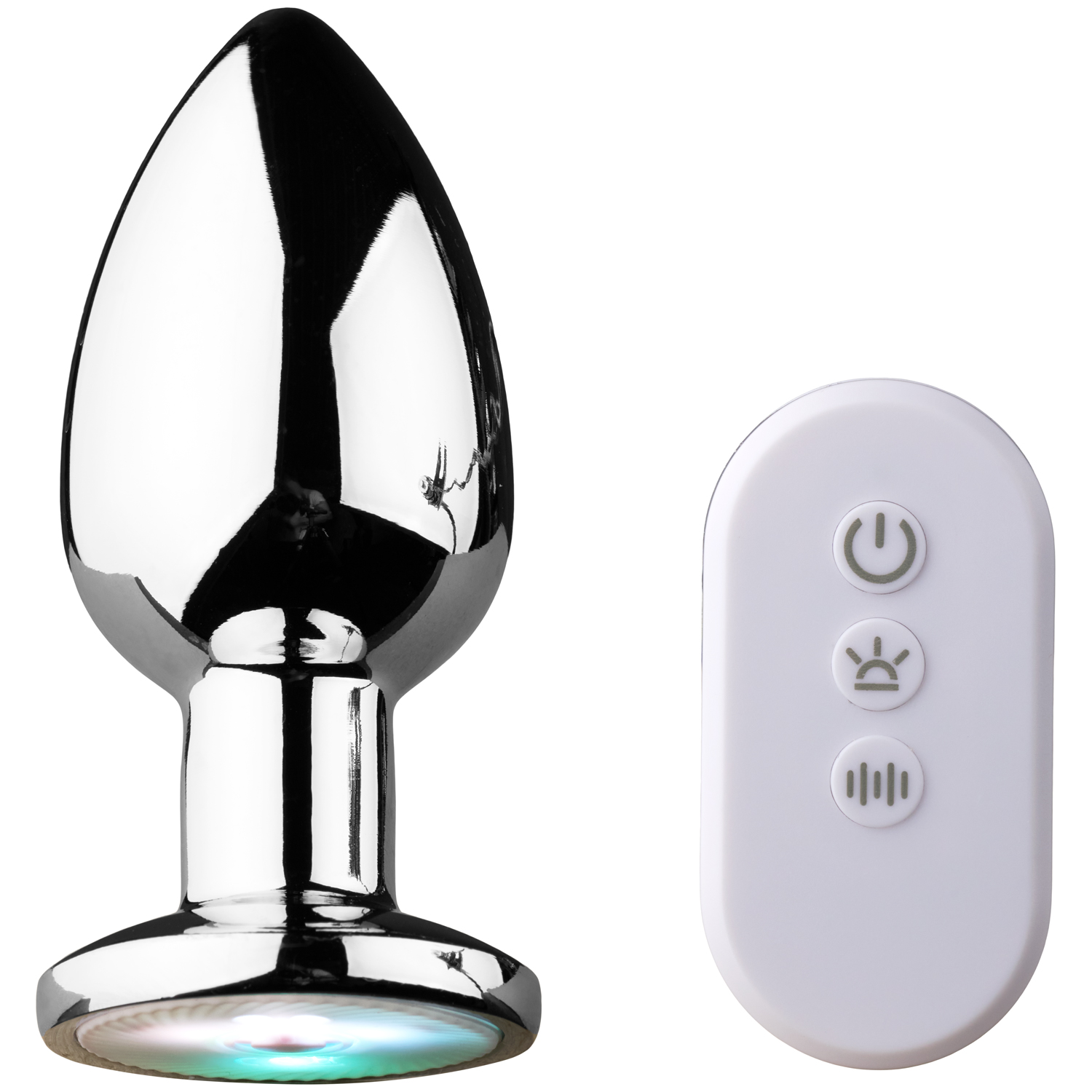 Kiotos Vibrating Aluminum LED Buttplug - Silver