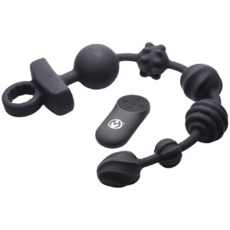 Master Series Dark Rattler Remote-controlled Vibrating Anal Beads - Black