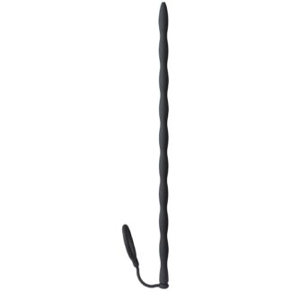 Ouch! Silicone Sounding Plug & Cock Ring Set - Black