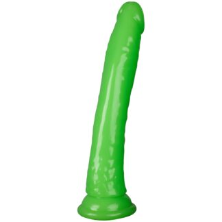 RealRock Glow in the Dark Slim Dildo with Suction Cup 9.8 inches - Green