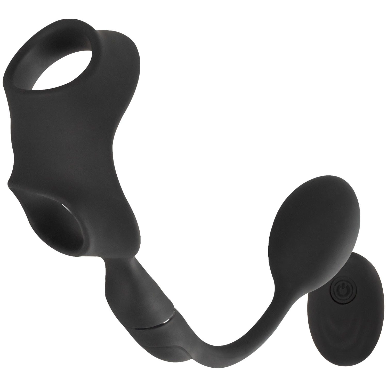 Rebel Men's Gear Cock Ring with Remote-controlled Butt Plug - Black