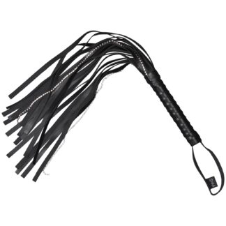Sex & Mischief Crystal Whip Flogger 23.8 inches - Black