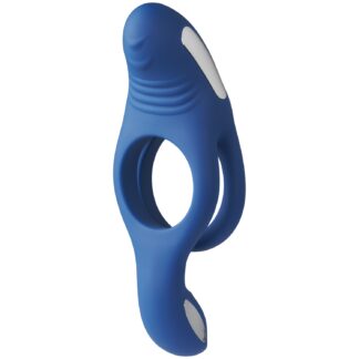 Sinful Legendary Couple's Duo Vibrating Double Cock Ring - Blue