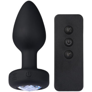 Sinful Medium Vibrating Jewel Butt Plug - Black