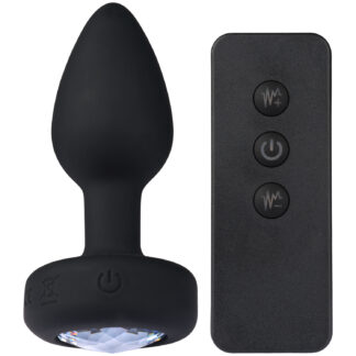 Sinful Small Vibrating Jewel Butt Plug - Black