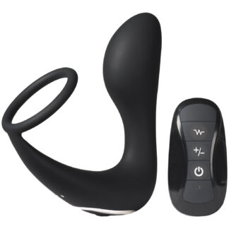Sinful Vibrating Remote-controlled Prostate Stimulator with Cock Ring - Black