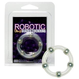 Ultra Fit Cock Ring With Metal Beads - Clear