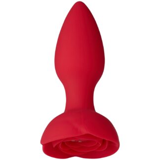 baseks Rose Vibrating Butt Plug - Red