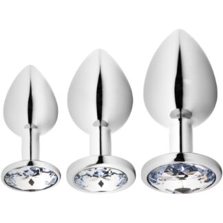 SINFUL 3-Pack Jewel Steel Butt Plug Set - Silver
