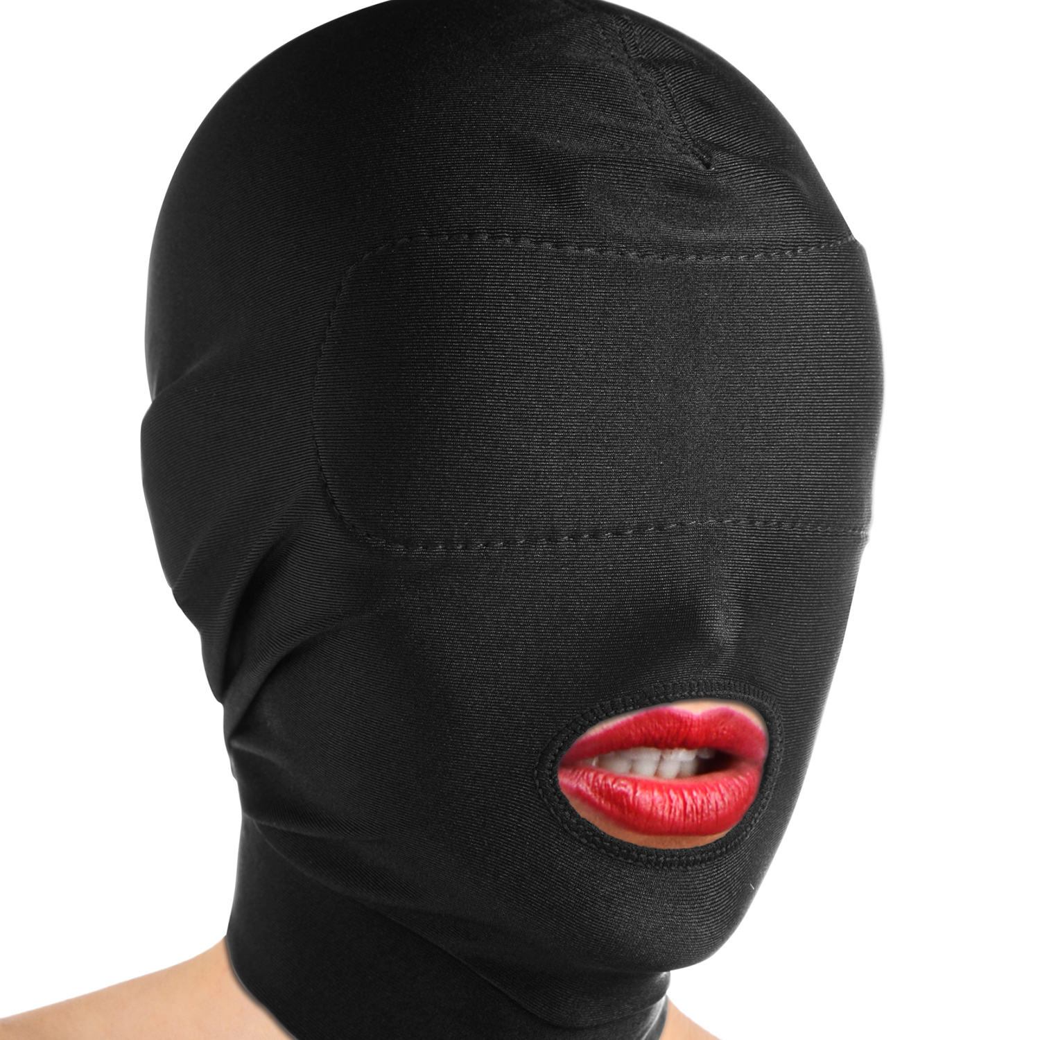 Master Series Disguise Open Mouth Mask with Blindfold - Black - One Size