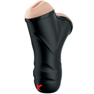 PDX Elite Double Penetration Vibrating Masturbator - Black