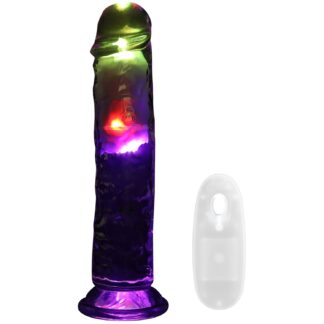 RealRock Remote-controlled LED Dildo Vibrator 22 cm - Clear