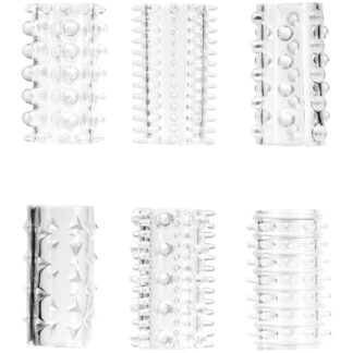 Icon Brands Crystalline Penis Sleeves 6 Pack - Clear