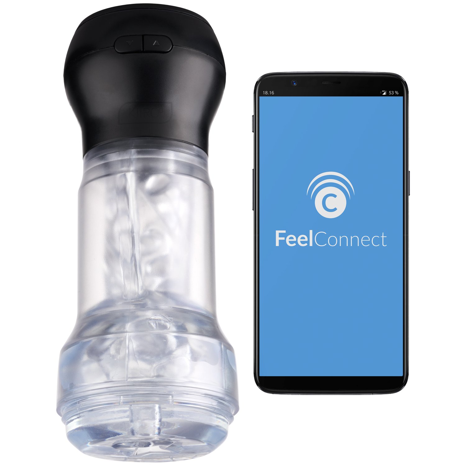 Kiiroo Feel Pocket Crystal Stroker with PowerBlow Suction Cap Combo - Clear