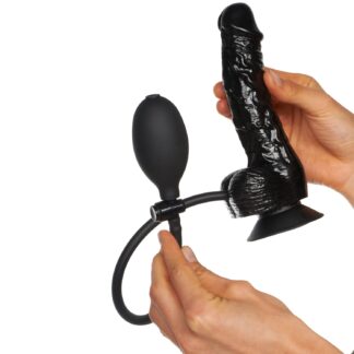 Willie City Realistic Inflatable Dildo with Balls - Black